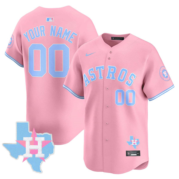 Youth Houston Astros Active Player Custom Pink Bubblegum Pink Limited Stitched Baseball Jersey Youth Houston Astros Active Player Custom Pink Bubblegum Pink Limited Stitched Baseball Jersey